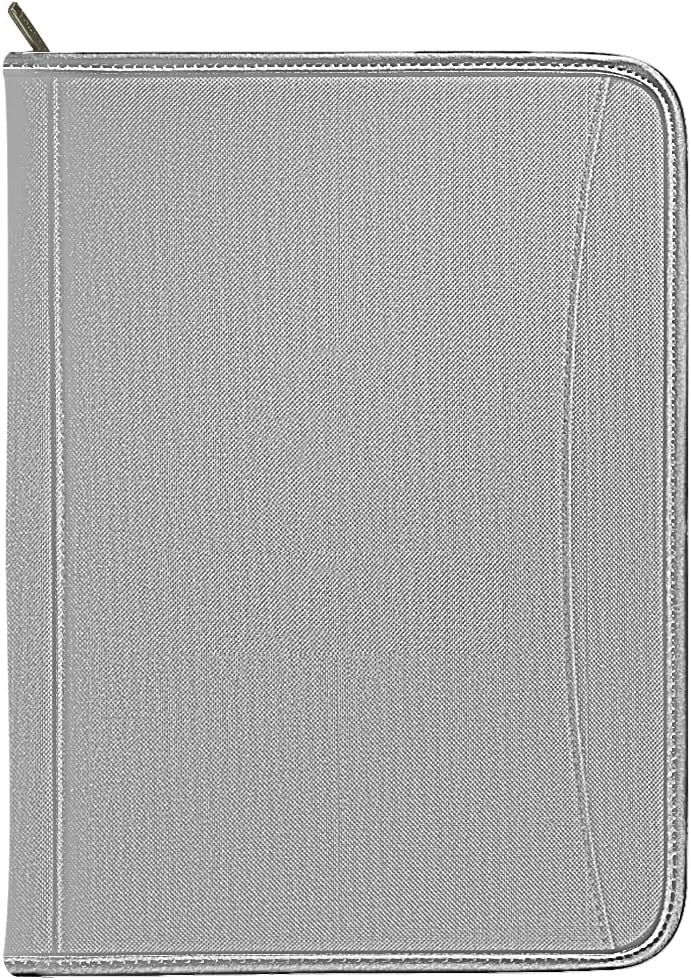 Gorbado Zippered Portfolio Organizer/ A4 Refillable Lined Writing Notepad Folder Case/Fabric-Covered Padfolio Binder with Interior Storage Pocket for Men Women, Gray. - Image 1